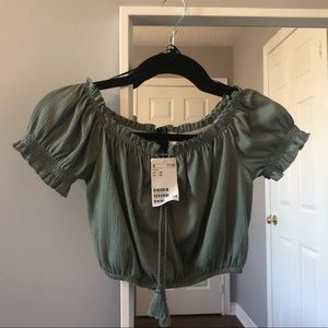 H&M Cropped Off the Shoulder Top with Tassles